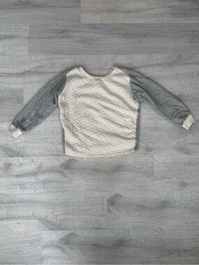 Kids Quilted Pullover Sweatshirt - Cream & Gray